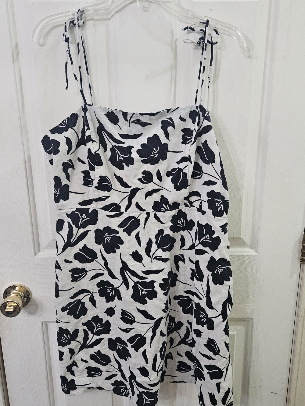 Women's Old Navy Floral Linen Dress - Size XL - White/Navy Blue